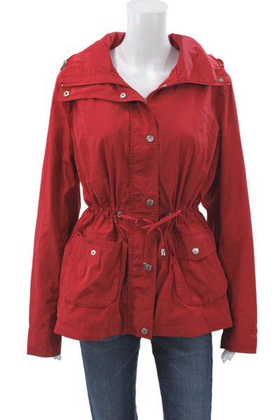 Johnston & Murphy Women Red Polyester Anorak Drawstring Long Sleeve Size L