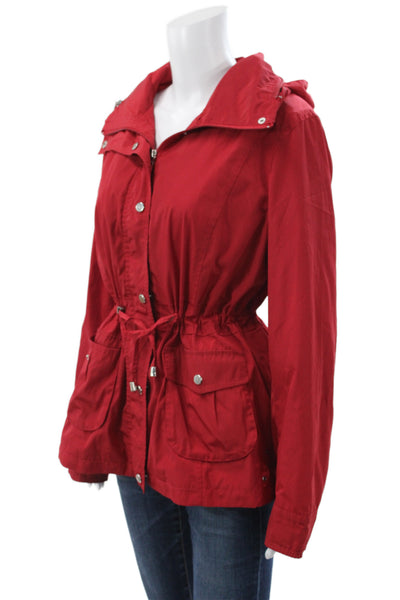 Johnston & Murphy Women Red Polyester Anorak Drawstring Long Sleeve Size L