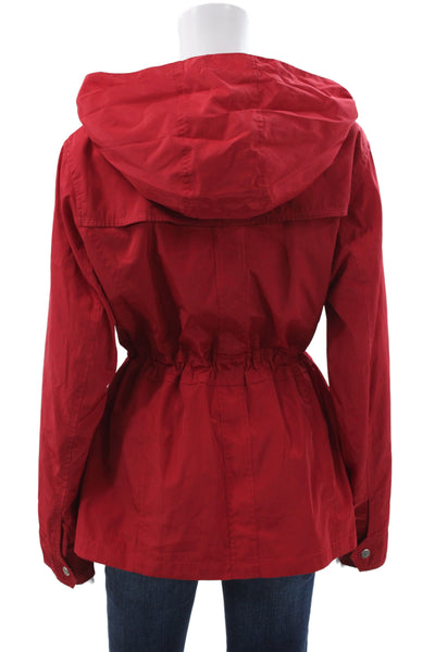 Johnston & Murphy Women Red Polyester Anorak Drawstring Long Sleeve Size L