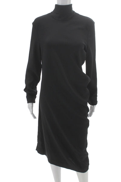 Toteme Womens Sheath Dress Black Long Sleeve Mock Neck Mid-Calf Zip Size 40