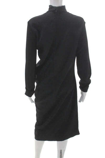 Toteme Womens Sheath Dress Black Long Sleeve Mock Neck Mid-Calf Zip Size 40
