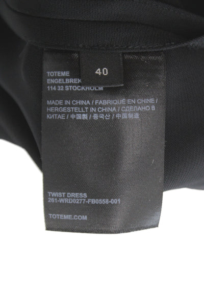 Toteme Womens Sheath Dress Black Long Sleeve Mock Neck Mid-Calf Zip Size 40
