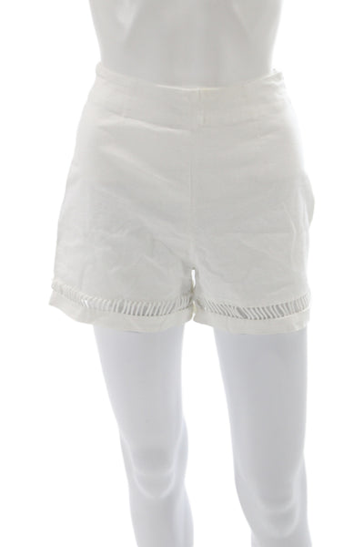 Staud Women White 55% Linen Hot Pants Zip Bohemian Size 0
