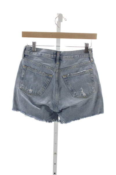 Agolde Womens Cut-Off Cotton Shorts Blue Button Size 24