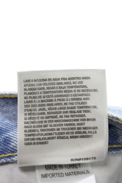 Agolde Womens Cut-Off Cotton Shorts Blue Button Size 24