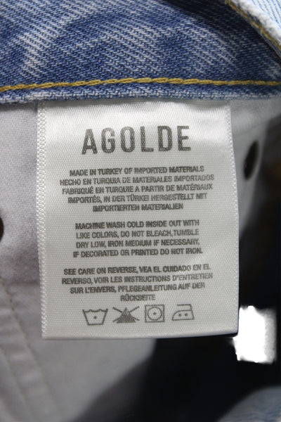 Agolde Womens Cut-Off Cotton Shorts Blue Button Size 24