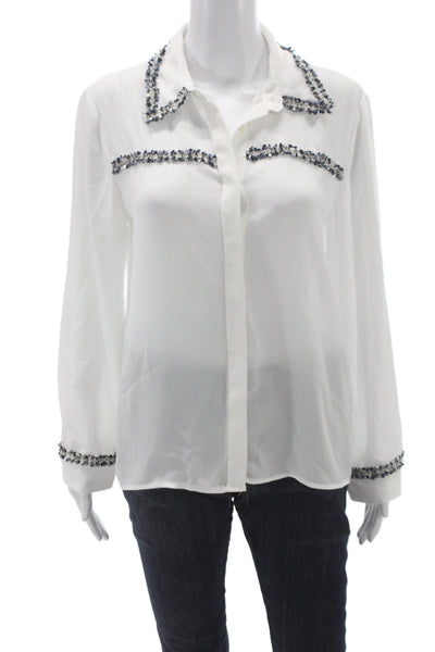 Zara Womens Basic Collared Long Sleeve White Polyester Blouse Size S