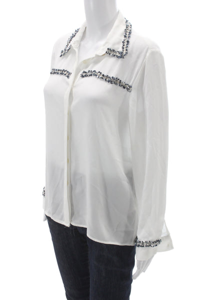 Zara Womens Basic Collared Long Sleeve White Polyester Blouse Size S