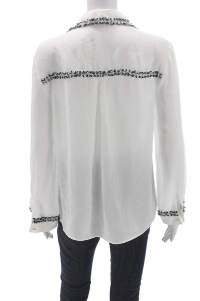 Zara Womens Basic Collared Long Sleeve White Polyester Blouse Size S