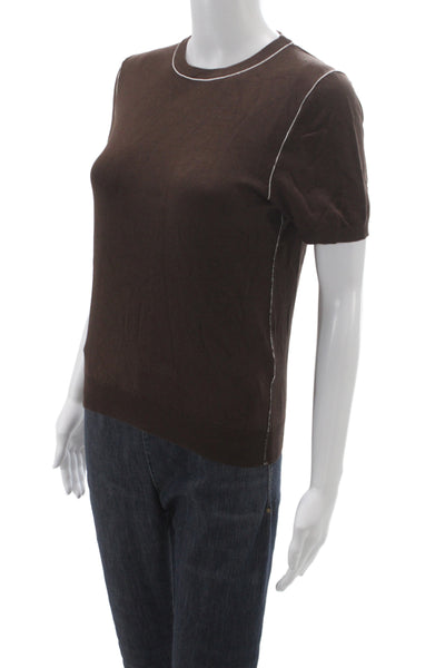 Zara Womens Basic T-Shirt Brown Crew Neck Short Sleeve Size M