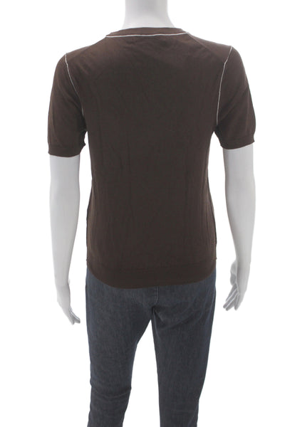 Zara Womens Basic T-Shirt Brown Crew Neck Short Sleeve Size M
