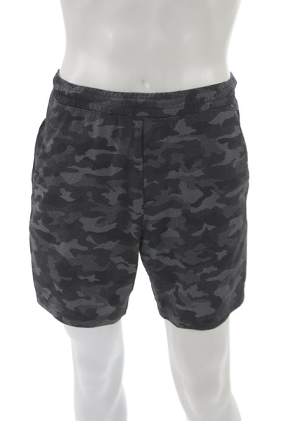 Lululemon Mens Athletic Black Camo Polyester Drawstring Shorts Size M