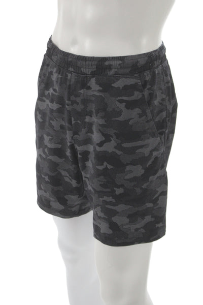 Lululemon Mens Athletic Black Camo Polyester Drawstring Shorts Size M
