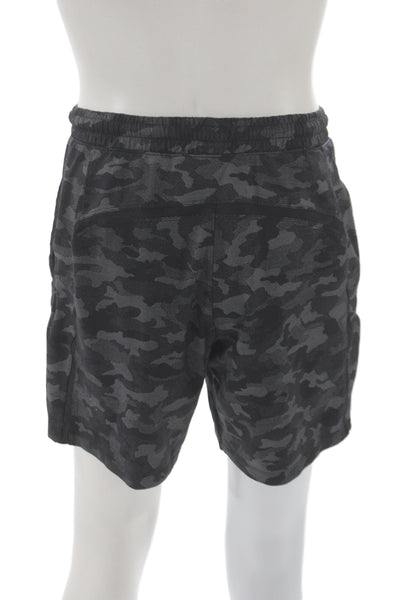 Lululemon Mens Athletic Black Camo Polyester Drawstring Shorts Size M