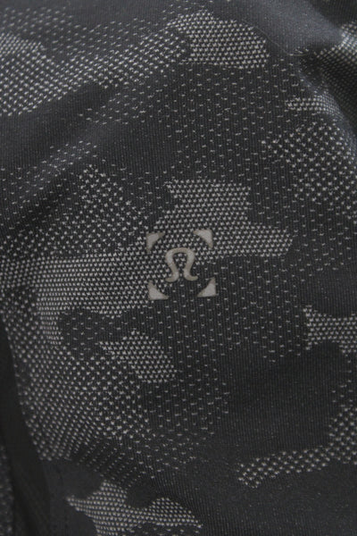 Lululemon Mens Athletic Black Camo Polyester Drawstring Shorts Size M