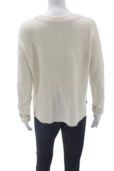 Madewell Women Pullover Ivory Cotton Crewneck Long Sleeve Size S