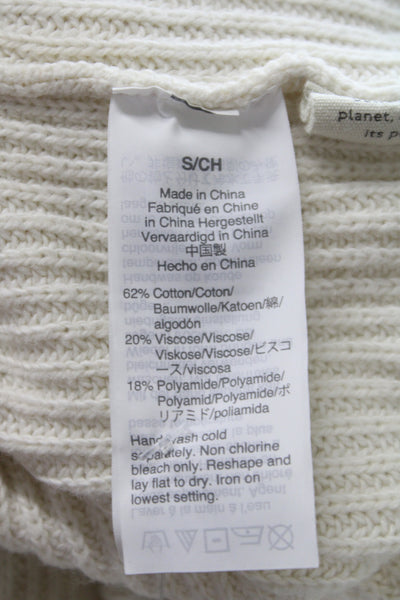 Madewell Women Pullover Ivory Cotton Crewneck Long Sleeve Size S