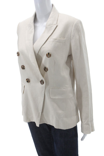 Magaschoni Women Basic Jacket Beige Linen Button Long Sleeve Size S