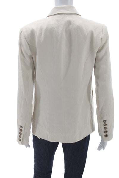 Magaschoni Women Basic Jacket Beige Linen Button Long Sleeve Size S