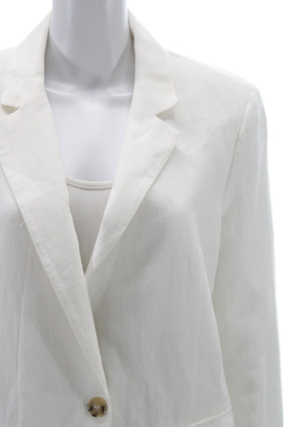 Zara Womens Basic Jacket White Button Long Sleeve 80% Polyester Size S