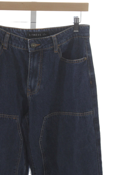 Lioness Womens Wide Leg High Rise Jeans Blue Cotton 30 Inseam Size S