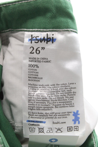 Ksubi Women Straight High Rise Jeans Green Size 26