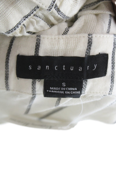 Sanctuary Women Striped Square Neck Long Sleeve Cotton Blouse Size S