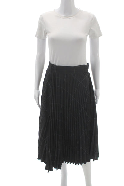 Vince Womens Black Pleated Midi Skirt Zip Closure 100% Polyester Size 6