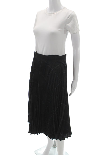 Vince Womens Black Pleated Midi Skirt Zip Closure 100% Polyester Size 6