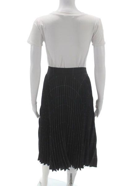 Vince Womens Black Pleated Midi Skirt Zip Closure 100% Polyester Size 6
