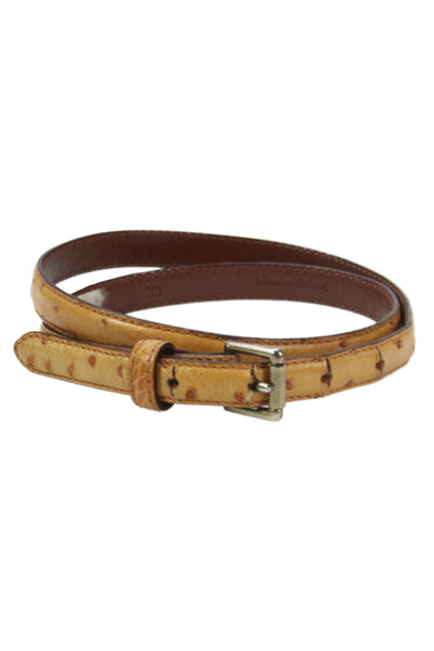 Ralph Lauren Womens Ostrich Frame Buckle Skinny Belt Beige Size 30