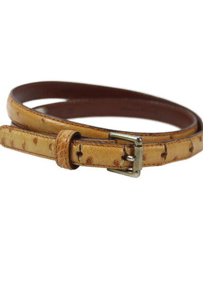 Ralph Lauren Womens Ostrich Frame Buckle Skinny Belt Beige Size 30