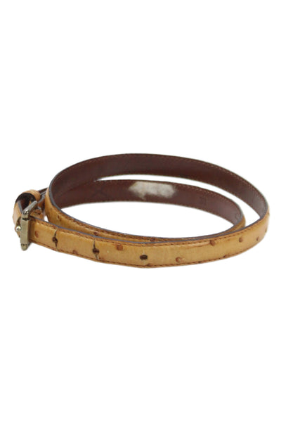 Ralph Lauren Womens Ostrich Frame Buckle Skinny Belt Beige Size 30