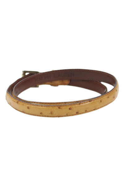 Ralph Lauren Womens Ostrich Frame Buckle Skinny Belt Beige Size 30