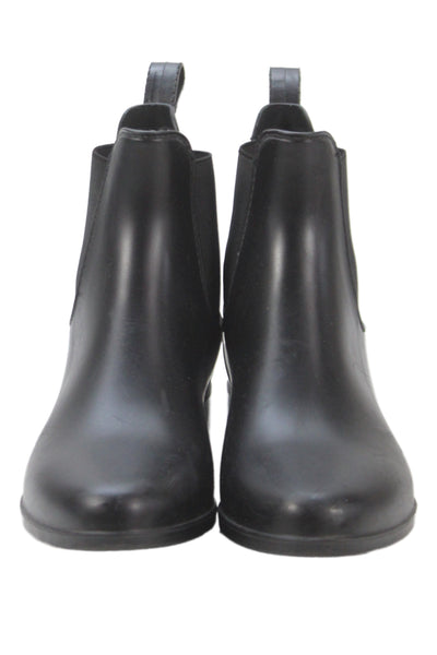 J Crew Womens Rubber Pull On Chelsea Boots Black Size 8