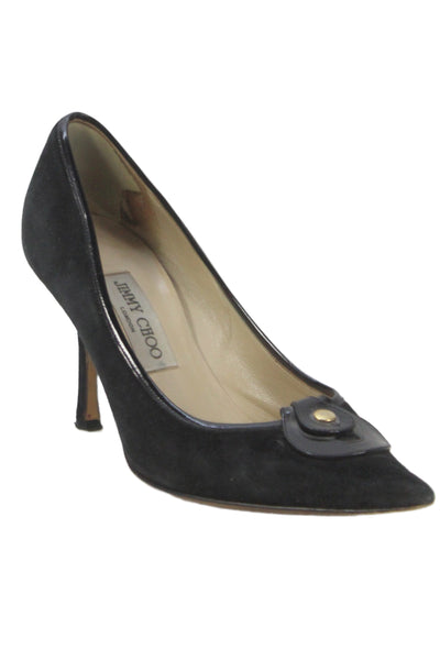 Jimmy Choo Womens Suede Pointed Toe Heels Pumps Black Size 38.5 8.5