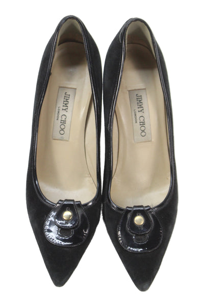 Jimmy Choo Womens Suede Pointed Toe Heels Pumps Black Size 38.5 8.5
