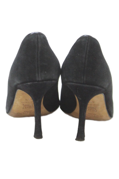Jimmy Choo Womens Suede Pointed Toe Heels Pumps Black Size 38.5 8.5