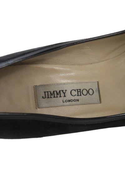 Jimmy Choo Womens Suede Pointed Toe Heels Pumps Black Size 38.5 8.5