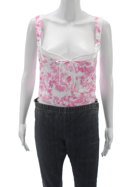 Beginning Boutique Womens Corset Top Pink Floral Sleeveless Tie Size 6