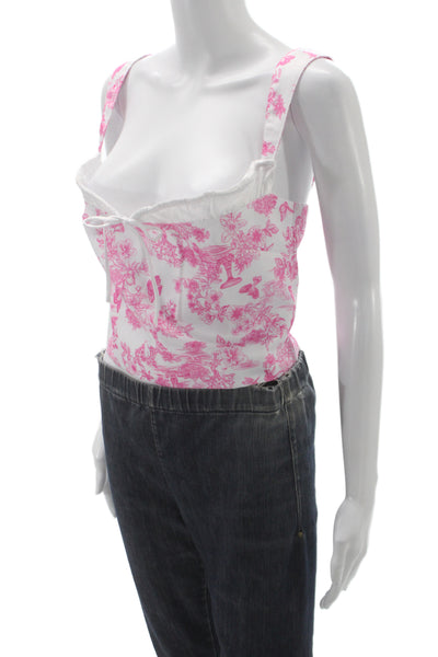 Beginning Boutique Womens Corset Top Pink Floral Sleeveless Tie Size 6