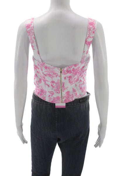Beginning Boutique Womens Corset Top Pink Floral Sleeveless Tie Size 6