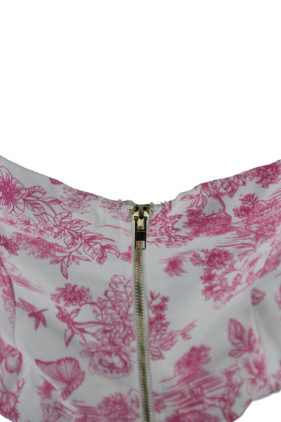 Beginning Boutique Womens Corset Top Pink Floral Sleeveless Tie Size 6