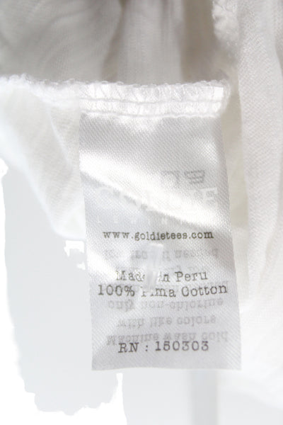 Goldie Womens Jersey T-Shirt White Pima Cotton Short Sleeve Size S