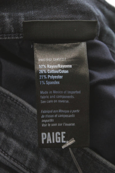 Paige Black Label Women Straight Jeans Black Cotton Blend Size 32