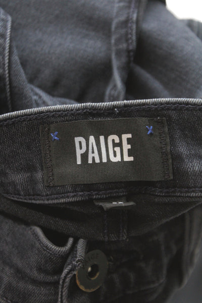 Paige Black Label Women Straight Jeans Black Cotton Blend Size 32