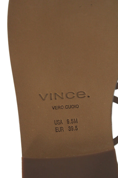 Vince Womens Leather Strappy Ankle Strap Flats Sandals Shoes Brown Size 9.5M