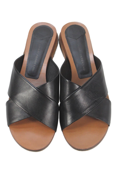 Derek Lam 10 Crosby Womens Leather Crisscross Sandals Shoes Black Size 10M