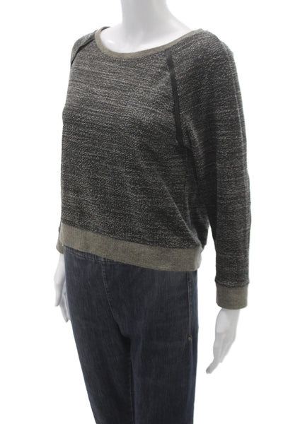 Alice + Olivia Womens Gray Basic Scoop Neck Cotton Long Sleeve T-Shirt Size M