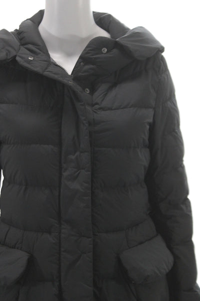 +J Womens Black Down Puffer Jacket Snap Closure Size S